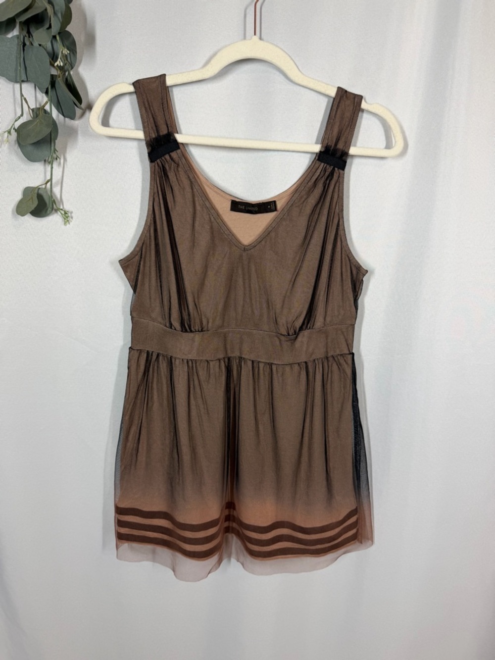 The Limited | Babydoll Tank Top Light Pink Black Y2K Lace Women's Size Medium